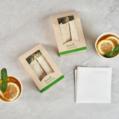 Restaurantware Sandwich Container 50 Pack of 5.9 x 3.7 x 2.1 Inches Paper Sandwich Box Clear Window Packaging Leak-Proof Kraft Color Ideal For Cafes And Grab-And-Go Meals in Saudi Arabia