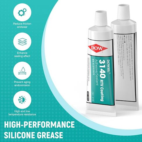 3140 RTV 1.8 أوقية أنبوب سيليكون مانع للتسرب/لاصق مقاوم لدرجات الحرارة العالية، مقاوم للماء، عازل لإصلاح أختام الأجهزة المنزلية، الإلكترونيات، السيارات، الختم الصناعي. in Kuwait