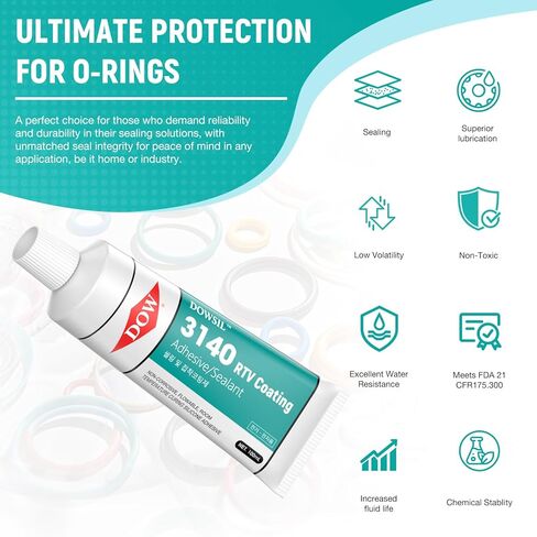 3140 RTV 1.8 أوقية أنبوب سيليكون مانع للتسرب/لاصق مقاوم لدرجات الحرارة العالية، مقاوم للماء، عازل لإصلاح أختام الأجهزة المنزلية، الإلكترونيات، السيارات، الختم الصناعي. in Kuwait