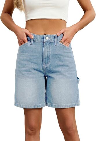 Jean Shorts for Women High Waisted Stretchy Denim Short Knee Length Casual Summer Bermuda Jean Shorts Streetwear in Saudi Arabia