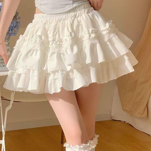 Women's Frill Trim Ruffle Hem Shirred High Waist Shorts, Ruffle Shorts Women, Womens High Waisted Shorts in Saudi Arabia