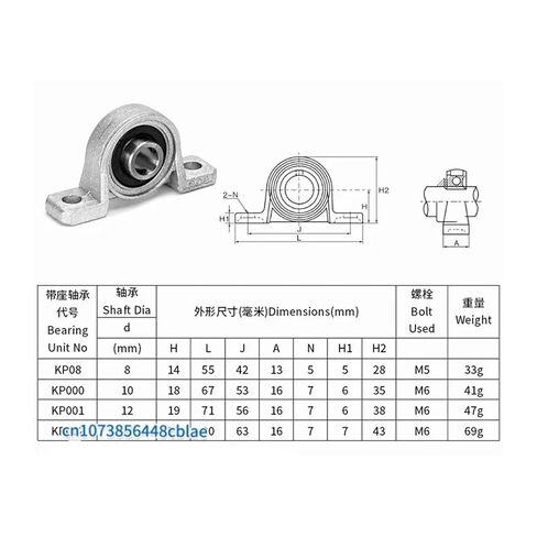 Zinc Alloy Bearing with Seat 8mm 10mm 12mm 20mm 25mm 30mm Pillow Block Mounted Support KP08 KP000 KP001 KP004 KP005 KP006(10pcs,KP006 30mm) in Saudi Arabia