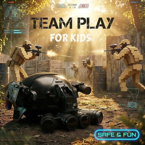 Kids Tactical Helmet Set - 4-Eye Night Vision Model, Flashlight & NVG Mount | Multi-Functional Combat Gear for Cosplay Airsoft Outdoor Game in Kuwait