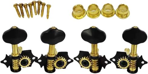 2 Sets Of 4R4L Black Gold Ukulele Tuning Rods With 1:19 Gear Ratio Precision Tuning Heads, Suitable For 4-series Guitars in Saudi Arabia