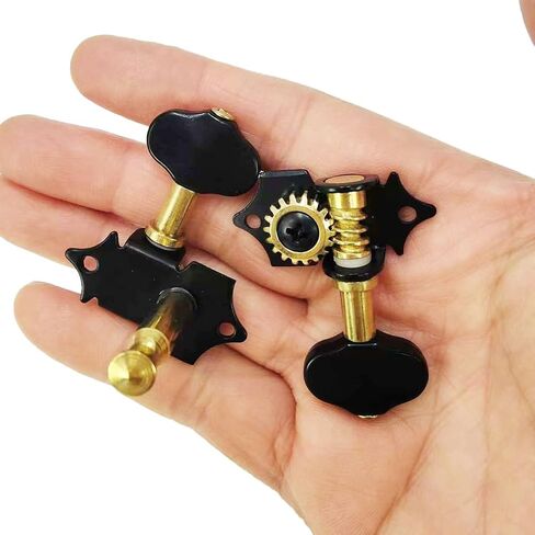 2 Sets Of 4R4L Black Gold Ukulele Tuning Rods With 1:19 Gear Ratio Precision Tuning Heads, Suitable For 4-series Guitars in Saudi Arabia
