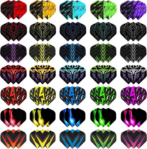 105 قطعة من Dart Flights (35 مجموعة فريدة)، 100 ميكرون PET، مناسبة عالميًا لأعمدة الألومنيوم والبولي فينيل كلوريد، للسهام ذات الأطراف الفولاذية والناعمة، جودة ممتازة للبطولات مع 7 تصميمات in Kuwait