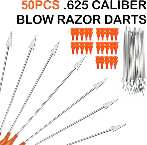 50PCS .625 Caliber Blow Razor Darts for All .625 Big Bore Caliber Blowguns, Razor Darts for Practice, Birds, Rats, and Small Prey in Kuwait