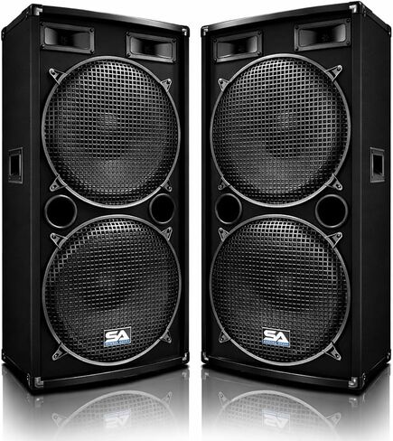 الصوت الزلزالي - زوج من مكبرات الصوت المزدوجة 15 "PA DJ 1000 واط Pro Audio - Band ، Bar ، Wedding ، Church in Saudi Arabia
