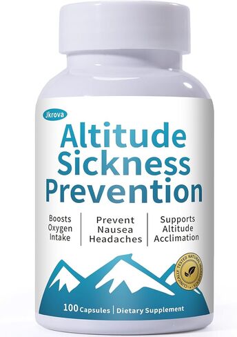 الوقاية من مرض الارتفاع - حبوب الارتفاع للتزلج والمشي لمسافات طويلة والرحلات الجبلية - مع فيتامين C ومستخلص أوراق الجنكة لتوازن الأكسجين والطاقة، 100 كبسولة in Kuwait