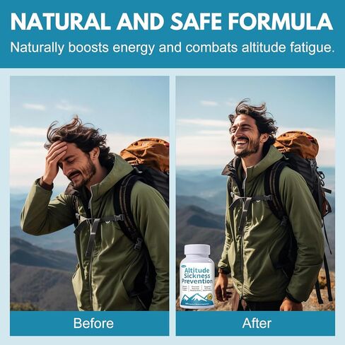 الوقاية من مرض الارتفاع - حبوب الارتفاع للتزلج والمشي لمسافات طويلة والرحلات الجبلية - مع فيتامين C ومستخلص أوراق الجنكة لتوازن الأكسجين والطاقة، 100 كبسولة in Kuwait