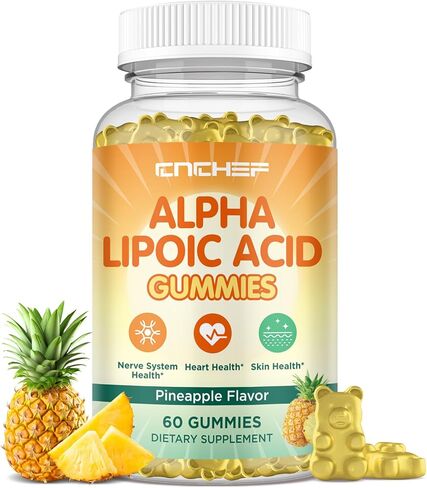 علكة حمض ألفا ليبويك 600 ملغ - منقذ الأعصاب للاعتلال العصبي مع فيتامين ب1، ب6، ب12، سي إي، بيوتين أنزيم Q-10 - صحة الدماغ ودعم الأعصاب، مضادات الأكسدة - نباتي، خالي من السكر - 60 علكة in Kuwait