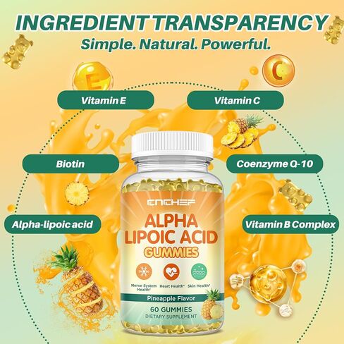 علكة حمض ألفا ليبويك 600 ملغ - منقذ الأعصاب للاعتلال العصبي مع فيتامين ب1، ب6، ب12، سي إي، بيوتين أنزيم Q-10 - صحة الدماغ ودعم الأعصاب، مضادات الأكسدة - نباتي، خالي من السكر - 60 علكة in Kuwait