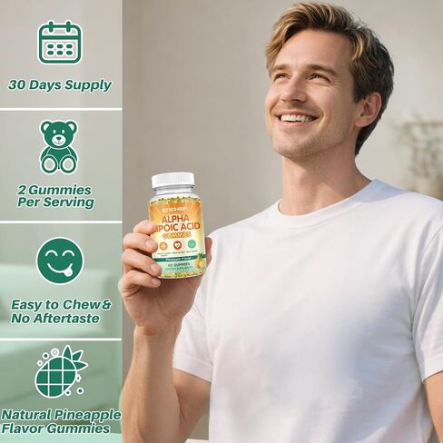 علكة حمض ألفا ليبويك 600 ملغ - منقذ الأعصاب للاعتلال العصبي مع فيتامين ب1، ب6، ب12، سي إي، بيوتين أنزيم Q-10 - صحة الدماغ ودعم الأعصاب، مضادات الأكسدة - نباتي، خالي من السكر - 60 علكة in Kuwait