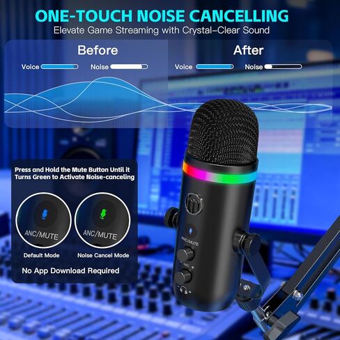 ZealSound Podcast Microphone for PC/Mac/iPhone – USB Studio Mic with Noise Cancellation, RGB Lighting, Mute, Gain, Monitoring & Echo, Boom Arm & Pop Filter, Streaming, Recording, TikTok, YouTube in Saudi Arabia