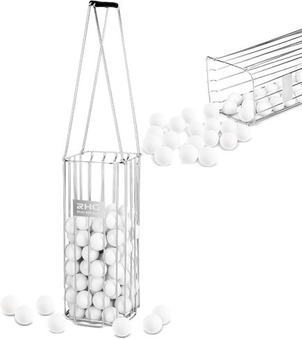 Golf Ball Retriever, 304 Stainless Steel Golf Ball Picker Upper, 2-in-1 Design Golf Ball Collector and Basket Hold Up 140 Balls, Rust-Free Shag Bag Grabber Collector Tool Bucket Simulator Accessories in Kuwait