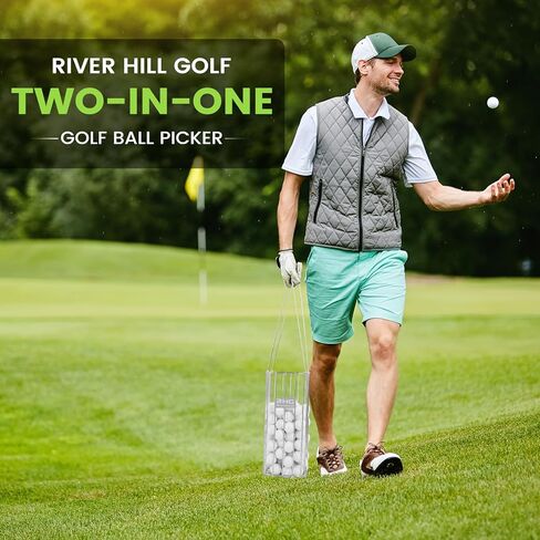 Golf Ball Retriever, 304 Stainless Steel Golf Ball Picker Upper, 2-in-1 Design Golf Ball Collector and Basket Hold Up 140 Balls, Rust-Free Shag Bag Grabber Collector Tool Bucket Simulator Accessories in Kuwait