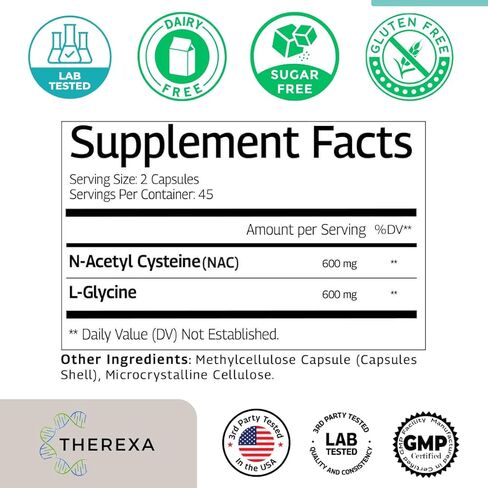 مكمل جليناك 1200 مجم - مكملات الجليسين والناك، تم اختبارها في الولايات المتحدة الأمريكية - 90 كبسولة in Kuwait