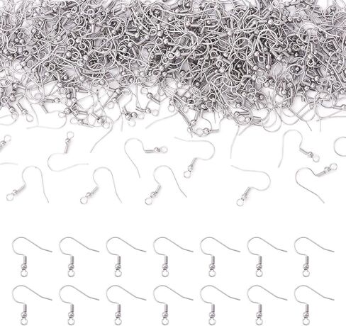 Fashewelry 200Pcs Multi-Color 201 Stainless Steel Earring Fish Hooks Rainbow Surgical French Ear Wires with Ball and Coil Tube Ends 21 Gauge Pins for Dangle Drop Earrings Making 20mm in Saudi Arabia