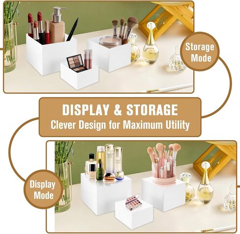 White Risers for Food Display, 6 Pcs White Acrylic Risers for Buffet Table, Square Nesting Buffet Risers for Dessert Jewelry Collectibles, Sizes 10" 9" 8" 7" 6" 5" in Kuwait