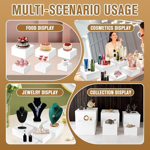 White Risers for Food Display, 6 Pcs White Acrylic Risers for Buffet Table, Square Nesting Buffet Risers for Dessert Jewelry Collectibles, Sizes 10" 9" 8" 7" 6" 5" in Kuwait