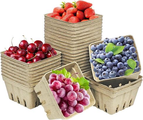 30 عبوة من سلال التوت من ألياف اللب الطبيعي، حاويات صغيرة من الورق المقوى بالفراولة جيدة التهوية تنتج سلالًا لسوق المزارعين، ومتجر البقالة، وحفلات قطف الفاكهة في الفناء الخلفي وهدايا عيد ميلاد المرأة in Kuwait