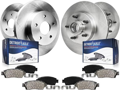Detroit Axle - مجموعة الفرامل لـ Escalade ESV Ext Avalanche Silverado Silverado Silveruda Sierra Sierra 1500 Brake Rotors Pads Ceramic Barkes Pads: 12 '' inch strom الأمامي و 12.99 'بوصة خلفية دوار in Kuwait