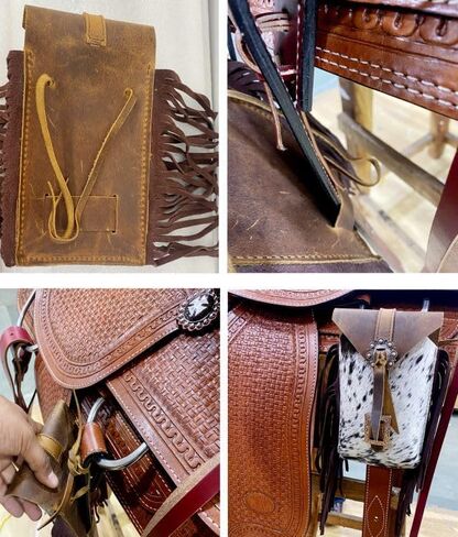Showman Hair-On Cowhide Rear Cinch Saddle Bag in Saudi Arabia
