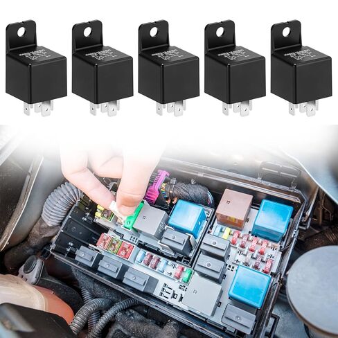 QWORK Motor Relay 5 Pin 24V 40A، مرحل السيارات، 5 حزم مرحلات السيارة تبديل الطاقة لصندوق السيارة، البدء عن بعد، والإضاءة in Saudi Arabia