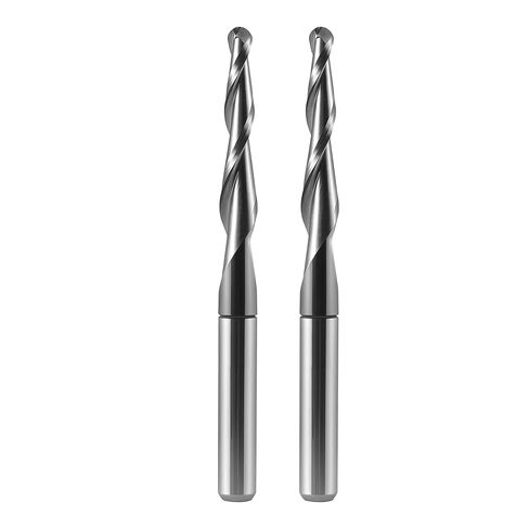 Hozly 2 Flute Carbide Tapered Ball Nose End Mill, 1/8" Shank CNC Carving Router Bit (R1.0 Radius), Spiral 2 Flute Milling Cutter for Wood Engraving 3D/2D Carving(Pack of 2) in Saudi Arabia