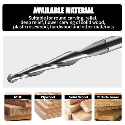 Hozly 2 Flute Carbide Tapered Ball Nose End Mill, 1/8" Shank CNC Carving Router Bit (R1.0 Radius), Spiral 2 Flute Milling Cutter for Wood Engraving 3D/2D Carving(Pack of 2) in Saudi Arabia