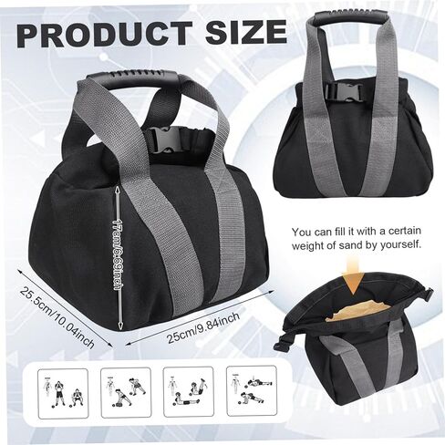 قطعتان من أكياس رمل اللياقة البدنية مع مقبض غير قابل للانزلاق وقابلة لإعادة الملء من القماش الكتاني المحمول Kettlebell حقيبة رمل ناعمة للتدريب المنزلي واللياقة البدنية وتمارين اليوجا Kettlebell in Kuwait