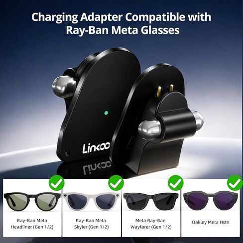 Charging Adapter for RayBan Meta Smart Glasses, USB C Charger Compatible with Meta Gen 1/2 Wayfarer Skyler Headliner Oakley Meta HSTN, Portable Charger with LED Indicator Overcharge Protection, 2Pack in Kuwait