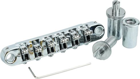 Guyker Adjustable Tune-O-Matic Roller Saddle Locking Bridge, String Space 10.4mm Bridge Replacement Part for Electric Guitars(GM008, Chrome) in Saudi Arabia