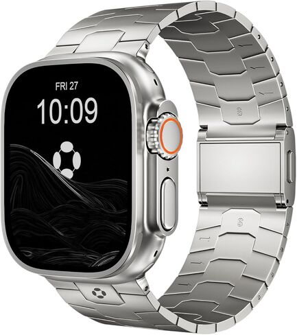 Band Titanium for Apple Watch Ultra & Ultra 2 - Apple Watch القابل للتعديل 49 ملم - مشبك قابل للطي وطلاء DLC - التيتانيوم النقي ، الوزن الخفيف ، الأسود in Kuwait