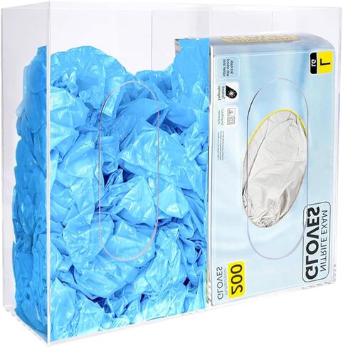 Storage Standard Triple Box Holder Wall Mount Glove Dispenser, Clear Acrylic Mountable Glove Box Holder with 3 Compartments-16.54" x 3.70" x 9.84‘’(LxWxH) in Saudi Arabia
