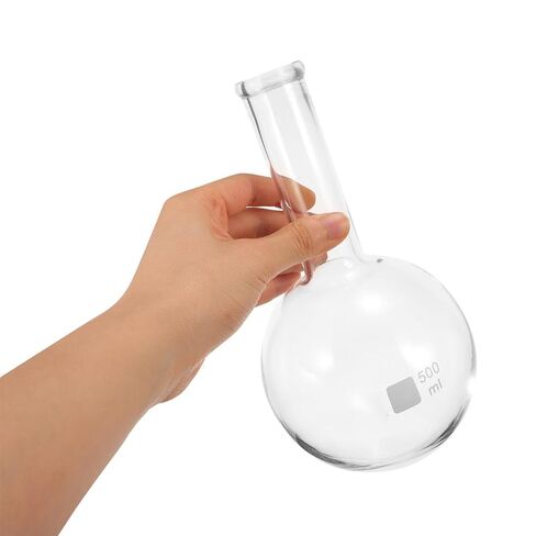 Luxshiny Clear Glass Flask for Chemistry Laboratory Flat Bottom Scientific Distillation Flask Heat-Resistant Glassware for Mixing and Heating Experiments in Kuwait