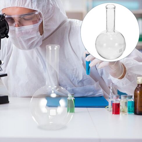 Garneck Clear Glass Flask for Laboratory Use Flat Bottom Long Neck Flask with Scale Heat-Resistant Chemistry Experiment Container for Distillation and Mixing in Kuwait