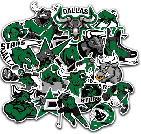 20 قطعة من ملصقات Dallas American Stars Hockey لزجاجة المياه، والكمبيوتر المحمول، والدراجة، والكمبيوتر، والدراجات النارية، وحقيبة السفر، وملصق تزيين ملصق السيارة in Kuwait