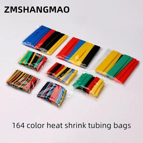 164Pcs Multicolor Electric Insulation Heat Shrink Tube Wire Shrink Wrap Assortment Kit Eco-Friendly Material 8 Sizes Heat Shrink Tubing Kit,Heat-Shrink Tubing,Industrial Tubing,Wiring and Connecting in Kuwait