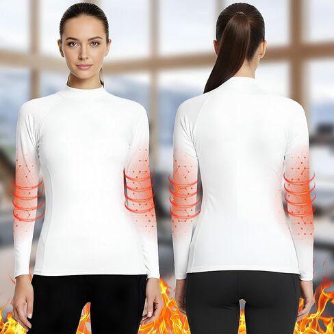 Coume 4 Pack Women Thermal Turtleneck Shirts Women Mock Turtle Neck Long Sleeve Tops Fleece Lined Compression Basic Layer in Saudi Arabia