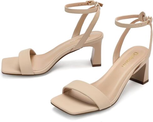 عرض عارية عارية على نطاق واسع للنساء اللباس أحذية 2.3 بوصة كتلة الكعب الكعب ساحة ساحة مفتوحة اصبع القدم في الكاحل أحذية حفل زفاف الحجم 7.5 in Kuwait