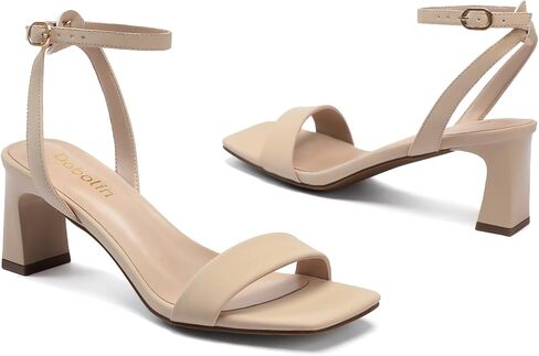 عرض عارية عارية على نطاق واسع للنساء اللباس أحذية 2.3 بوصة كتلة الكعب الكعب ساحة ساحة مفتوحة اصبع القدم في الكاحل أحذية حفل زفاف الحجم 7.5 in Kuwait