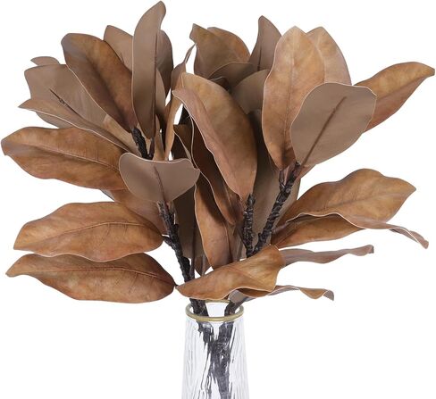4Pcs Artificial Magnolia Leaves with Stems Fake Magnolia Leaf Branches Fake Greenery Stems for Home Indoor Outdoor Party Office Table Centerpieces Decor in Saudi Arabia
