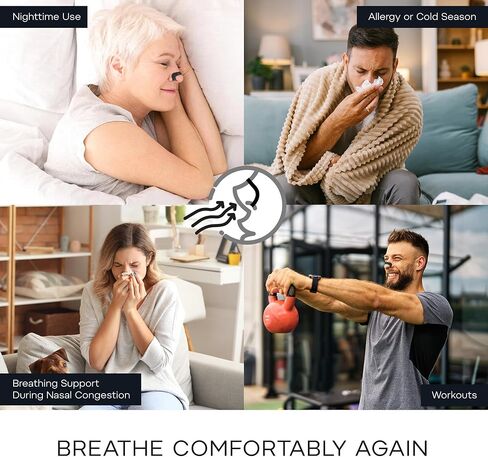 Reusable Nasal Strips for Breathing: Snoring Support, Max Strength Internal Nasal Opener, No Sticky Pads, Nose Strips Alternative, Bend-to-Fit Steel Bridge Nasal Dilators for Sleep in Kuwait
