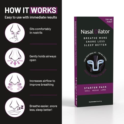 Nasal Dilator for Quiet Nights, Breathing and Snoring Relief | Nasal Strip Alternative| Reusable & Adjustable | Drug-Free Airflow Boost, Snoring Solution in Saudi Arabia