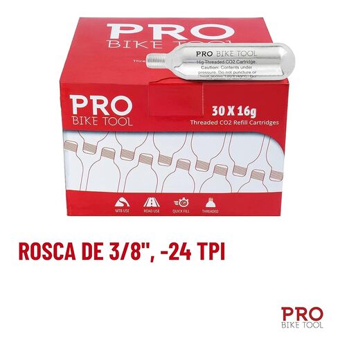 16g Threaded CO2 Cartridges - 30 Pack for All CO2 Bike Tire Inflators with Threaded Connection - Quick Air Refill for Bicycle Tires - Cartridge for CO2 Pump - Road or MTB Bikes in Kuwait