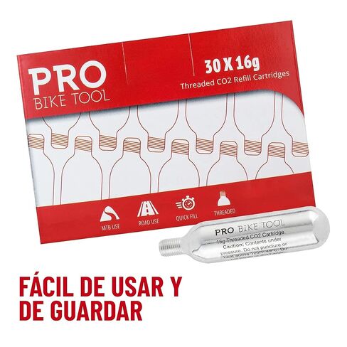 16g Threaded CO2 Cartridges - 30 Pack for All CO2 Bike Tire Inflators with Threaded Connection - Quick Air Refill for Bicycle Tires - Cartridge for CO2 Pump - Road or MTB Bikes in Kuwait