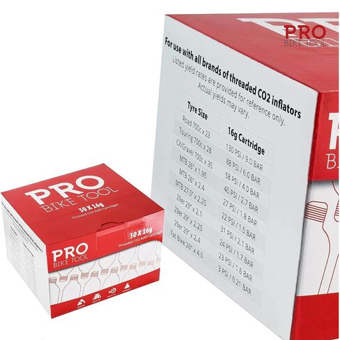 16g Threaded CO2 Cartridges - 30 Pack for All CO2 Bike Tire Inflators with Threaded Connection - Quick Air Refill for Bicycle Tires - Cartridge for CO2 Pump - Road or MTB Bikes in Kuwait