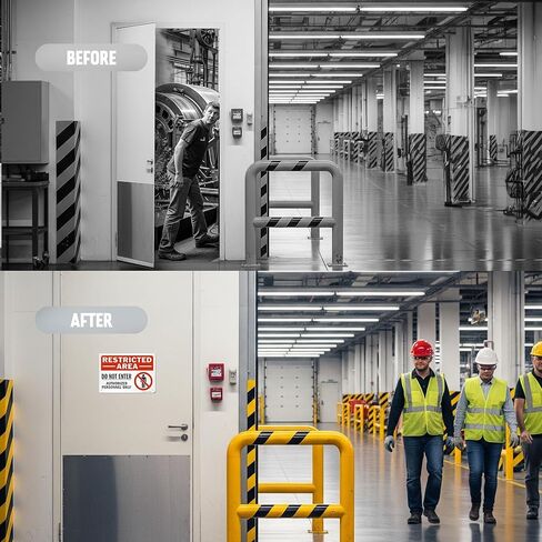 SmartSign 10 × 14 بوصة "منطقة محظورة - لا تدخل، الموظفون المعتمدون فقط" لافتة معدنية OSHA، 40 مل ألومنيوم مصفح مقاوم للصدأ، أحمر، أسود وأبيض، صنع في الولايات المتحدة الأمريكية in Saudi Arabia