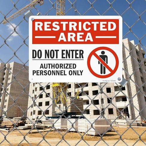 SmartSign 10 × 14 بوصة "منطقة محظورة - لا تدخل، الموظفون المعتمدون فقط" لافتة معدنية OSHA، 40 مل ألومنيوم مصفح مقاوم للصدأ، أحمر، أسود وأبيض، صنع في الولايات المتحدة الأمريكية in Saudi Arabia